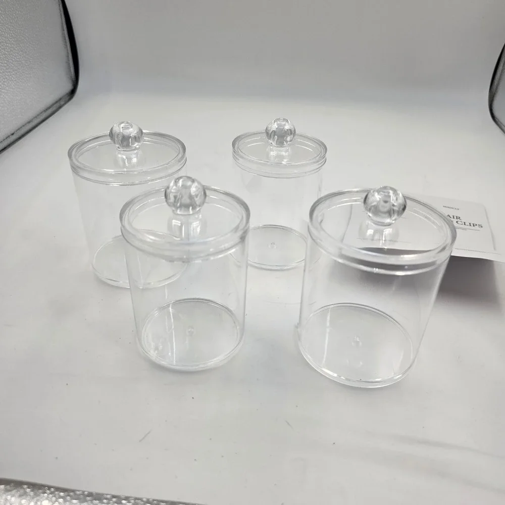 MHDCLY 4 Pack Bathroom Organizer Clear Apothecary Jars Vanity Storage L4